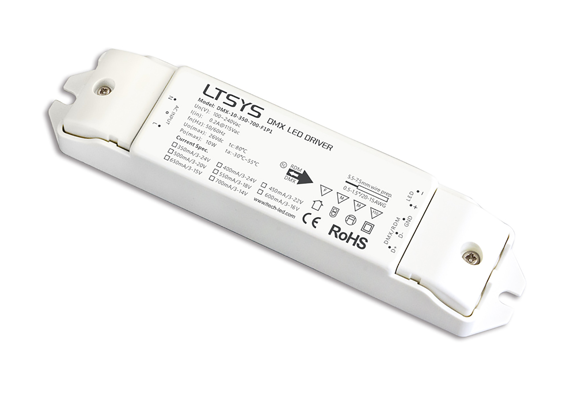 DMX-10-350-700-F1P1  1.05-10W Current Dimmable Driver DC:3-24V